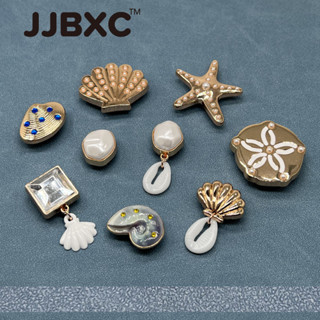JJBXC ตัวติดรองเท้า charm โลหะ ปะการัง ไข่มุก เปลือกหอย ธีมท…