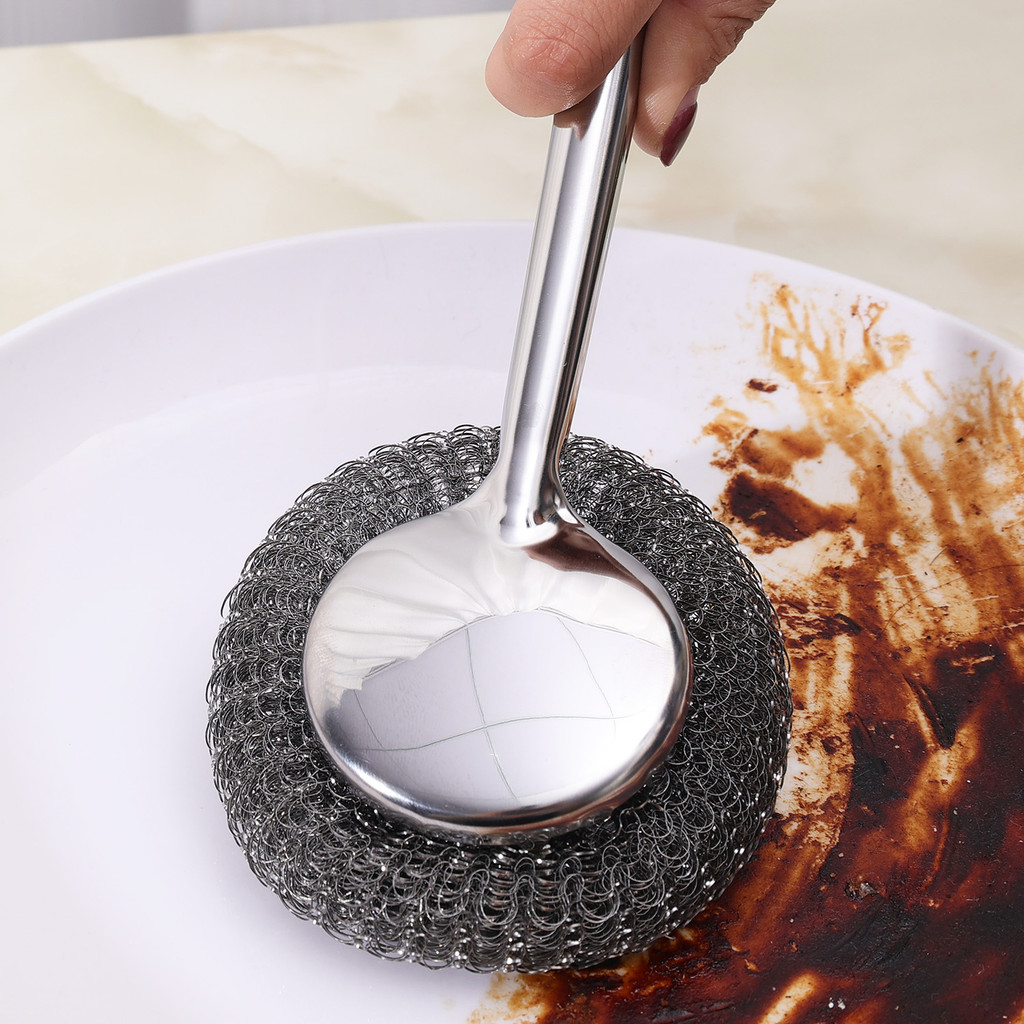 ทนทานใช้งานง่ายสแตนเลสไม่ขูดแปรงทําความสะอาด-ด้ามยาวสั้นครัวหม้อลูกลวดแปรงเครื่องมือ - รูปที่ 3