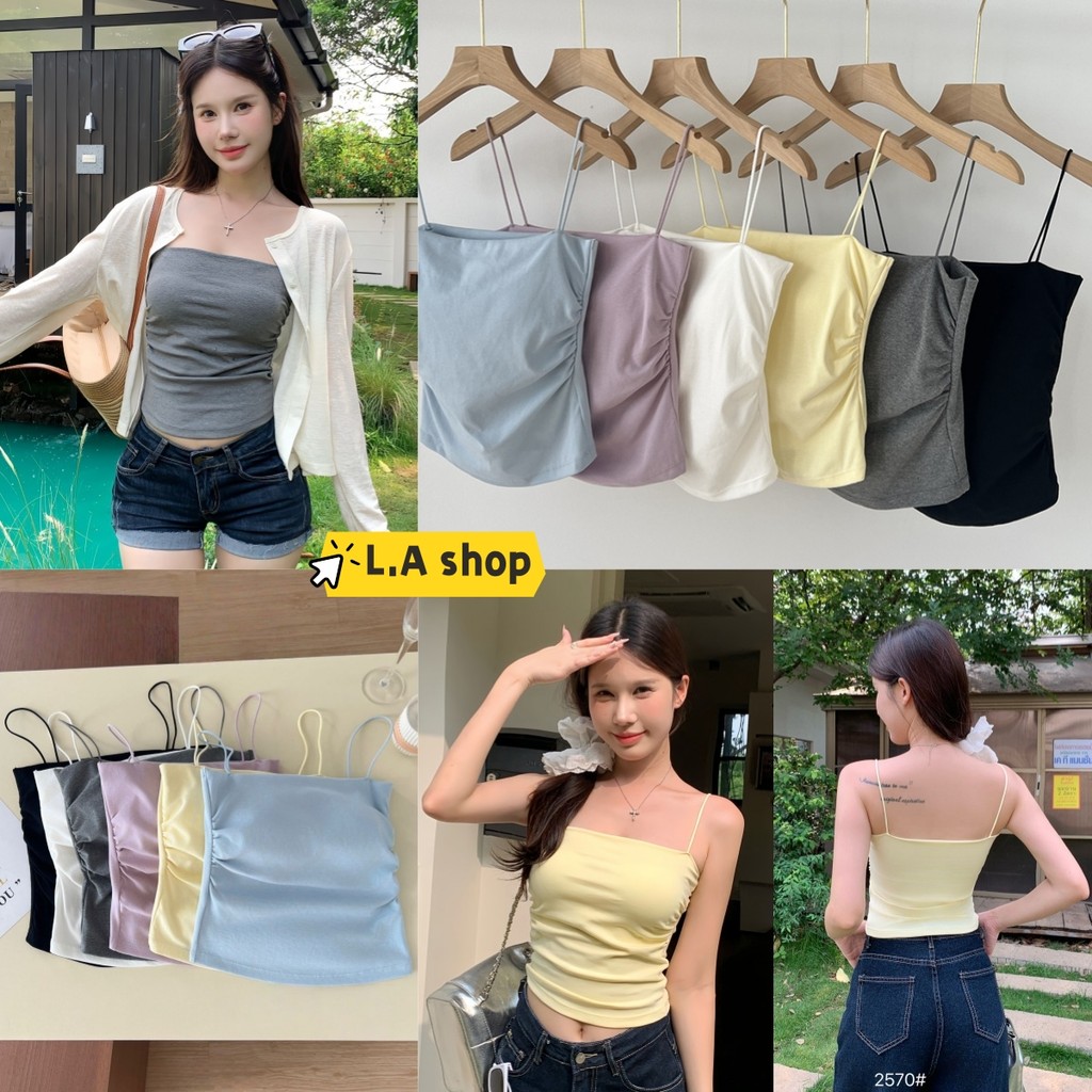 L.A Shop★สไตล์ใหม่★สายเดี่ยว แฟชั่น  เสื้อผ้า ผู้หญิง เสื้อเกาะอกผู้หญิง สีพื้น สไตล์ลำลอง "FY7274"