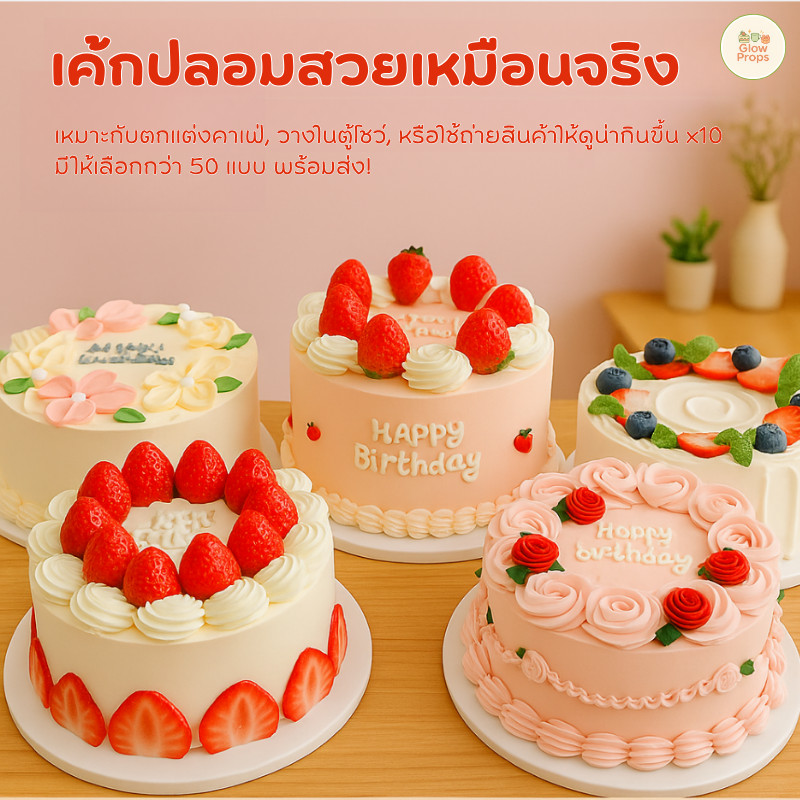 เค้กปลอมก้อนใหญ่ เค้กวันเกิด โมเดลขนมเค้ก เหมาะตกแต่งบ้าน ร้านค้า ปาร์ตี้วันเกิด พร็อพถ่ายรูป สวยเสมือนจริงมาก