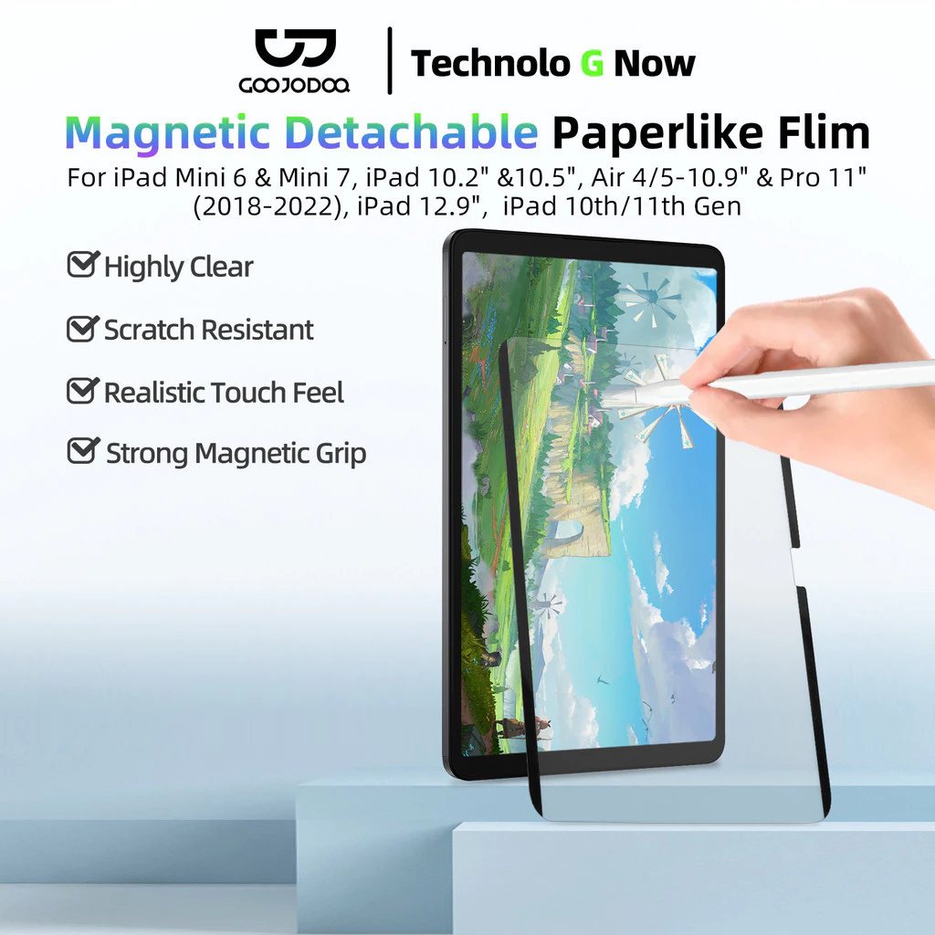 GOOJODOQ Magnetic Paperlike Screen Protector for IPad Unhindered Touchscreen Eye Protection and Anti Glare