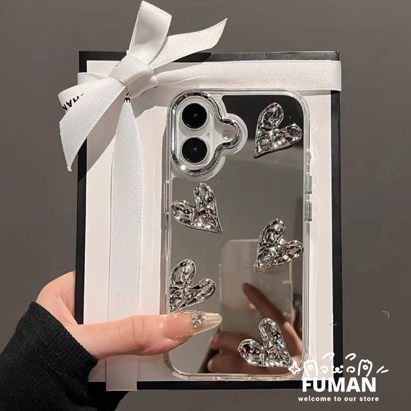 กระจกจีบรูปหัวใจเคสโทรศัพท์สําหรับVivo V50 Lite V40 Lite V40E V30E V30 V29 V27E V27 Z7 T2 Y200 Pro V