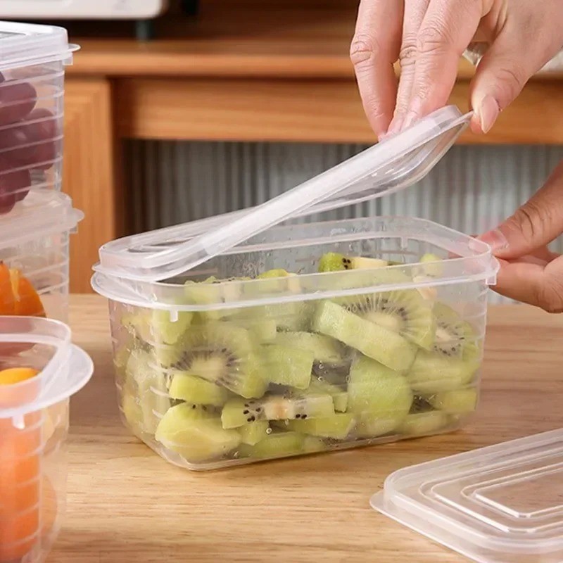 3/5/10 ชิ้นตู้เย็นเนื้อแช่แข็งกล่องเก็บของสด/กล่องเก็บผักในครัว/ภาชนะปิดผนึกความจุขนาดใหญ่ - รูปที่ 6