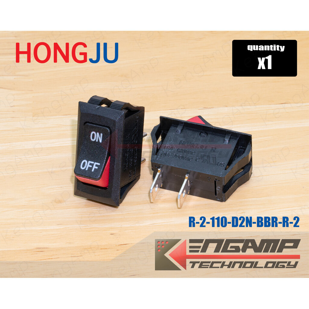 (1ตัว) [SW] Switch กระดก 2ขา 16A/250V HONGJU R-2-110-D2N-BBR-R-2 ขนาด 17x32mm