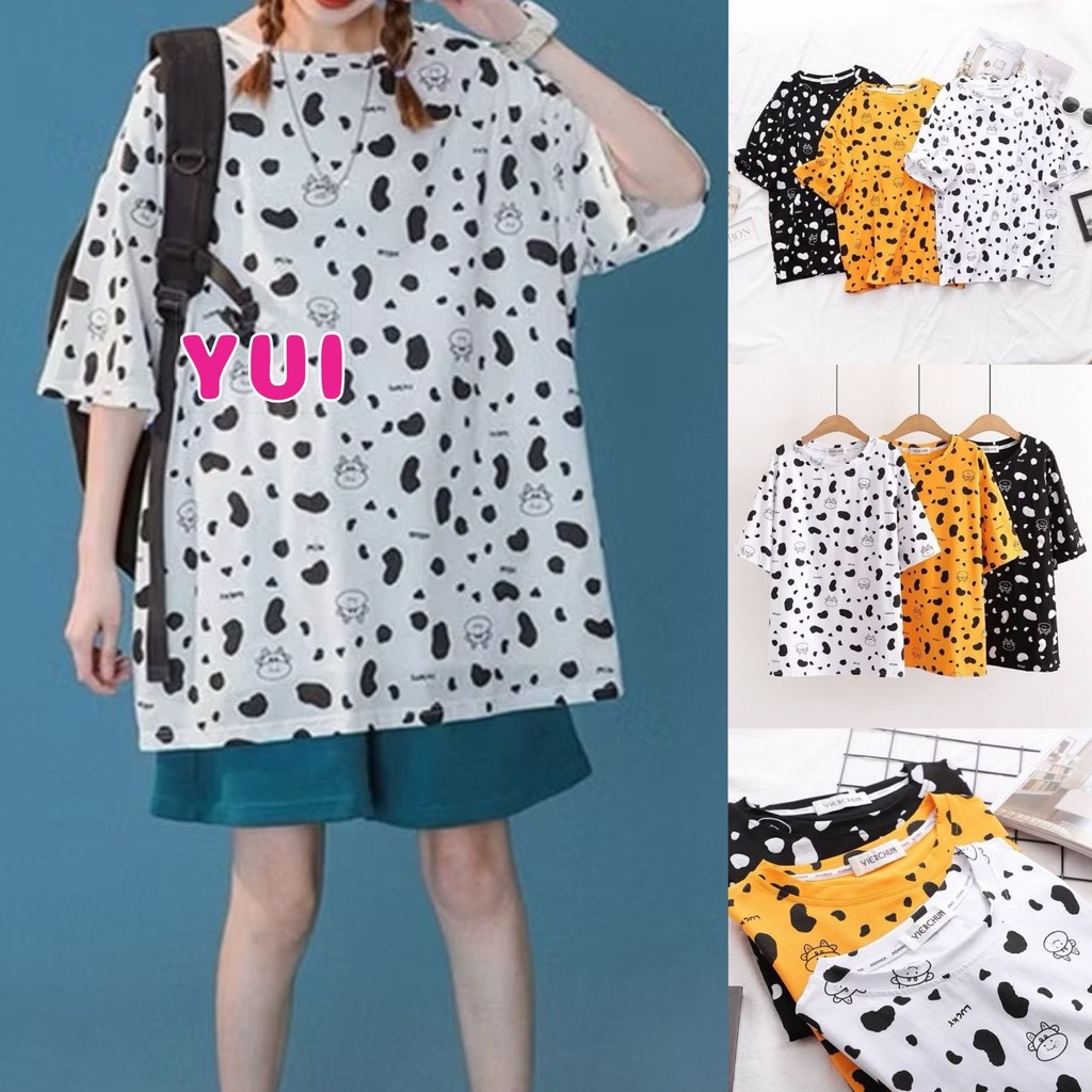 💗YUI💗เสื้อยืดทรง oversize ลายวัว ผ้านิ่ม ใส่สบาย พร้อมส่งในไทย #CW02