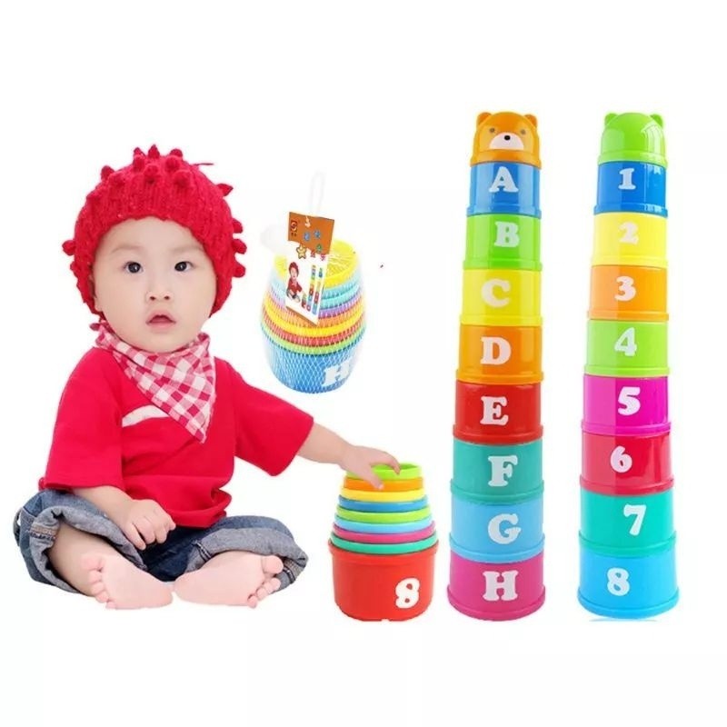 CHILDRENS GLASS STACKING TOY/STACKING CUP