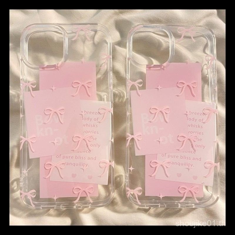 ป้ายโบว์สีชมพูสำหรับไอโฟน 13 14 16 15 11 12 14PRO 15PRO 15PROMAX 11PROMAX 7PLUS/8PLUS 13PLUS XSMAX X