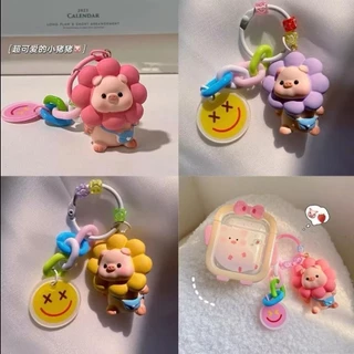 🌻พร้อมส่ง จากไทย🌻 พวงกุญแจการ์ตูน ดอกทานตะวันหมู จี้ตกแต่งเรซิ่น ของขวัญสร้างสรรค์น่ารัก KEY03