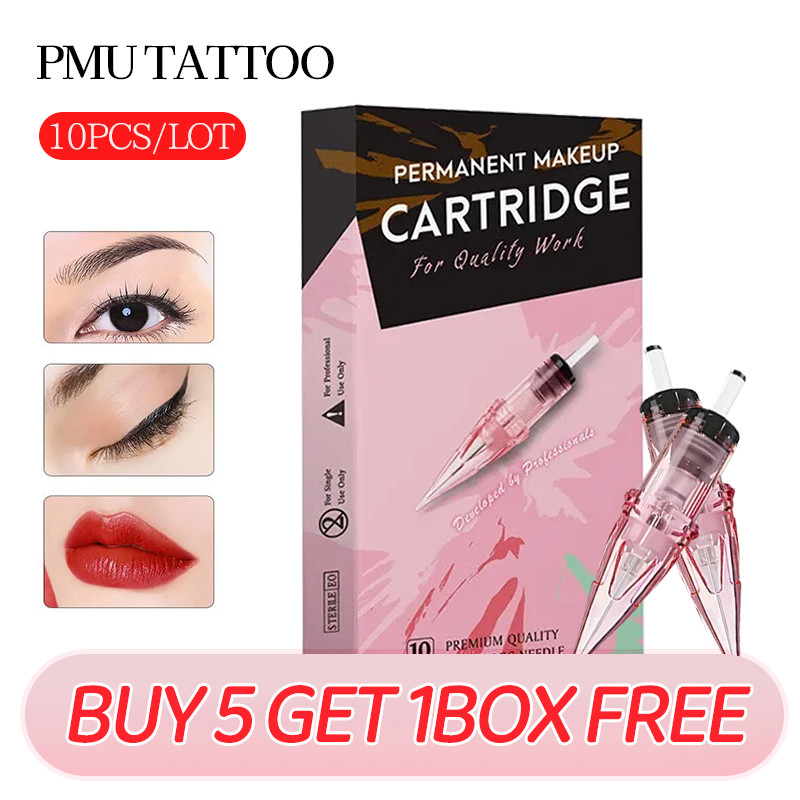 Available10PCS/boox Disposable Tattoo Cartridge 1/3RLT Taper 0.35MM Tattoo Machine เปลี่ยน PMU Eyebrow Lip อุปกรณ์ Accessiroes