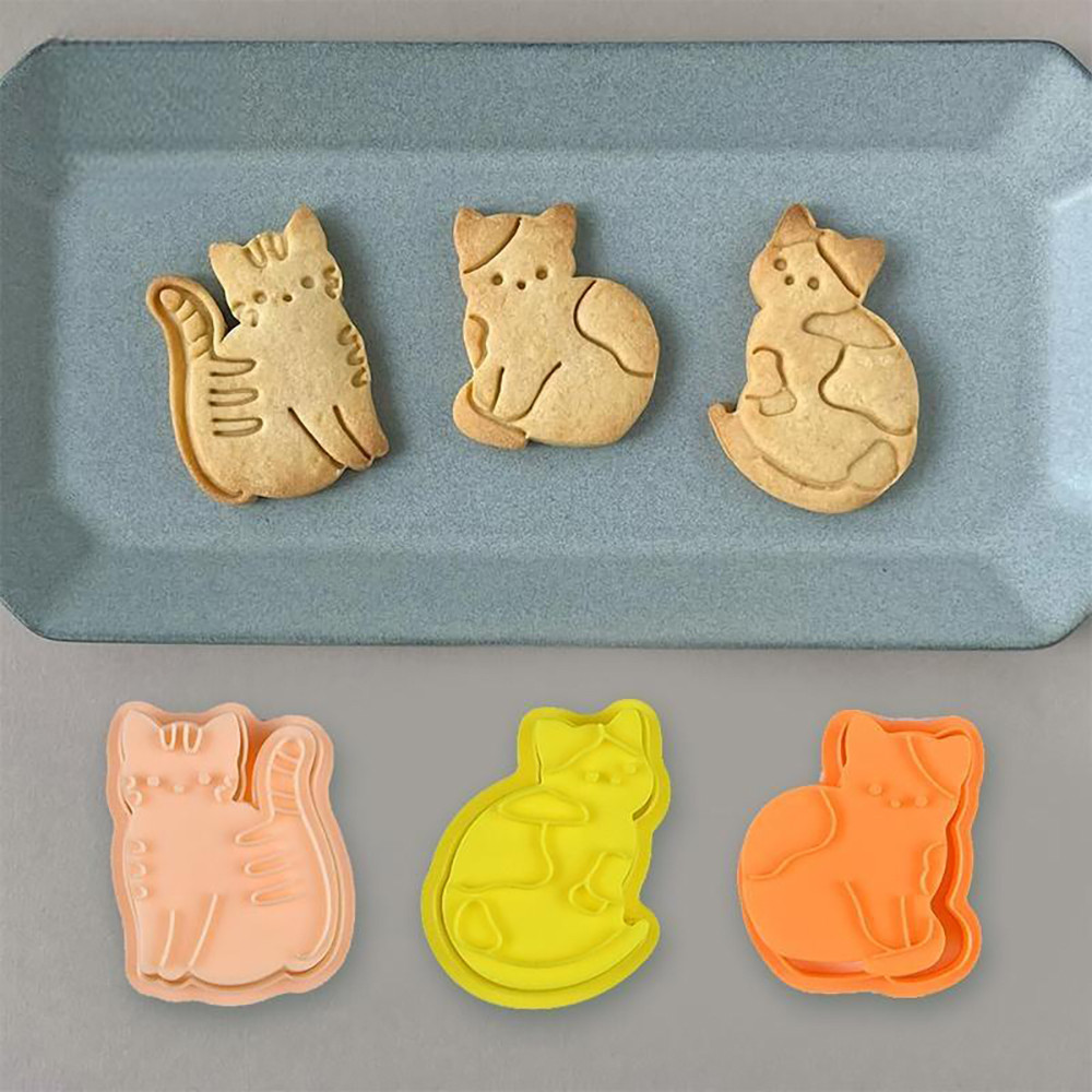 เครื่องตัดคุกกี้แมวการ์ตูน เครื่องมือเบเกอรี่ DIY และอุปกรณ์เสริม เครื่องตัดแสตมป์คุกกี้