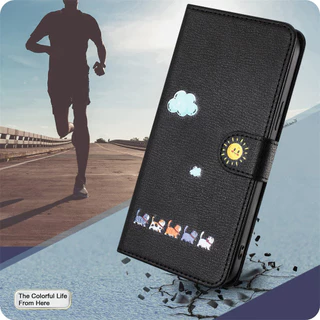 เคสออปโป้ Case for OPPO Reno16 A6c A6s A6t A6 A5i A5 A3 Pro 5G A6x A5x A3x 4G Reno 16F 16 15F 15 Pro Max 14F 14 13F 13 12F 12 F 5G เคสโทรศัพท์หนังฝาพับพร้อมช่องใส่บัตร Cartoon Cats Wallet PU Leather Cover With Card Slots Soft TPU Shell ซองมือถือ KTM