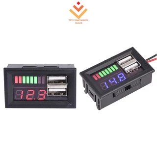 12V LED จอแสดงผลดิจิตอลโวลต์มิเตอร์ Mini แรงดันไฟฟ้าเครื่องทดสอบแบตเตอรี่แผง USB 5V2A เอาต์พุตสําหรับรถยนต์รถจักรยานยนต์ยานพาหนะ
