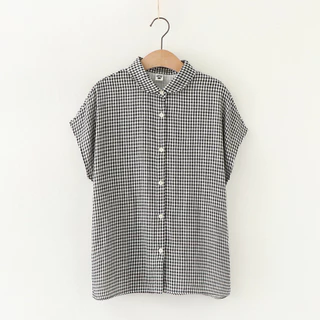 เสื้อผ้าฝ้าย 100% สุภาพสตรีญี่ปุ่นเส้นด้ายฝ้ายสองชั้นระบายอากาศผ้าฝ้ายแขนสั้นเสื้อนุ่มพิเศษข้าวเหนียวที่เรียบง่ายแขนกุดด้านบน