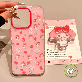 สร้อยข้อมือเมโลดี้สตรอเบอร์รี่หวาน เคส IPhone 11 16 13 14 15 12 Pro Max XR 7Plus 8 7 15 14 16 Plus X XS Max SE 2020