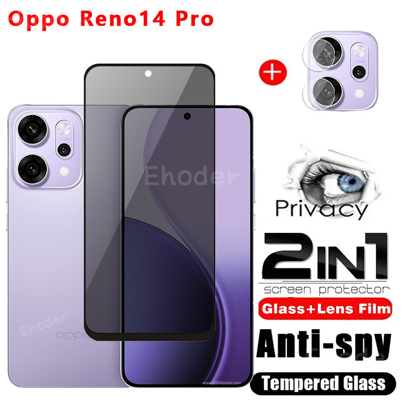 สําหรับ OPPO Reno 14 Pro 4G 14F 5G 2025 ความเป็นส่วนตัวกระจกนิรภัยป้องกันหน้าจอคลุมทั้งหมดฟิล์มป้องกันโทรศัพท์สําหรับ Reno14 Reno14Pro 14Pro PKZ110 Reno14F 14 F เลนส์กล้อง
