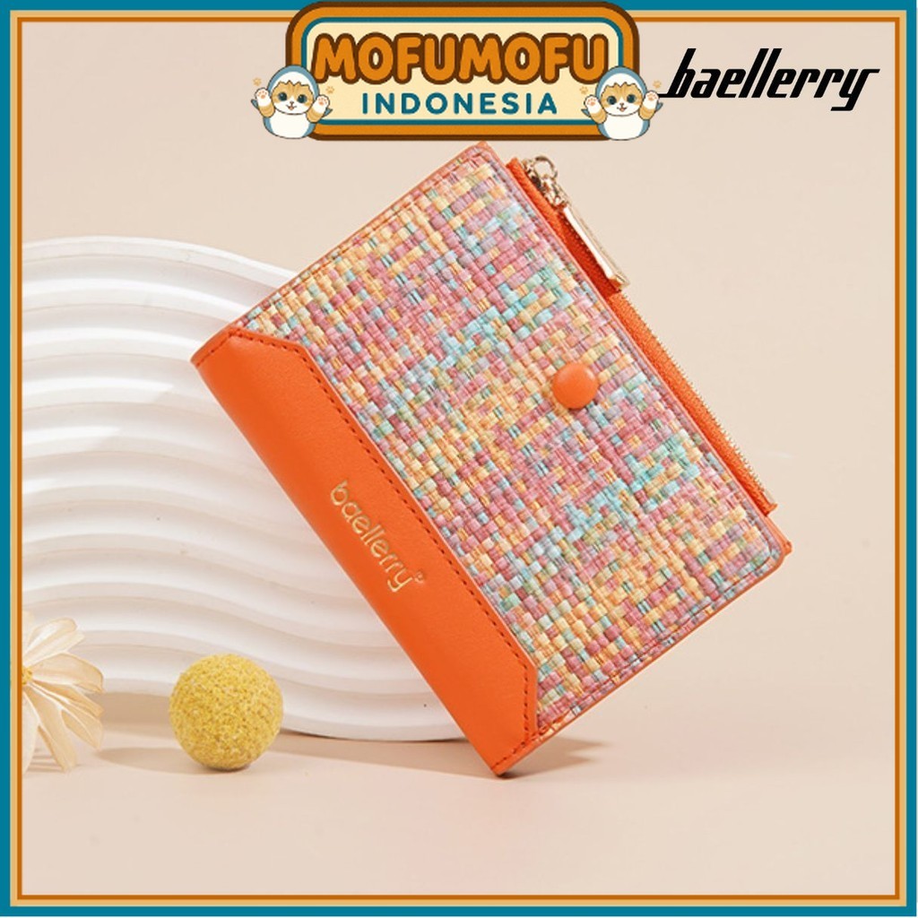 CHEVA สีส้มแบรนด์หนังผู้หญิง FOLDING WALLET WA1066O3 MINI ATM การ์ดสล็อตพรีเมี่ยม BEAUTIFUL ZIPPER