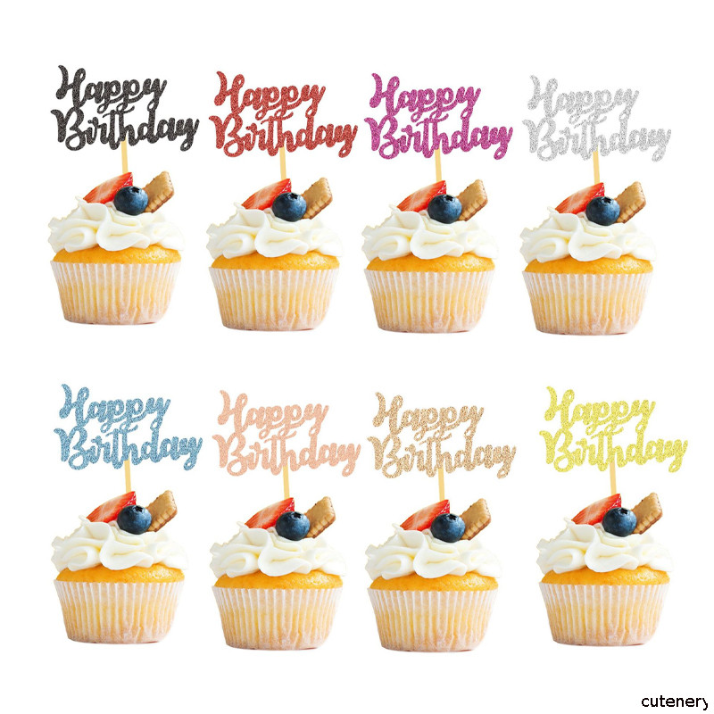 😄Cutenery😄 สุขสันต์วันเกิด Cupcake Plugin Party เค้กตกแต่งเบเกอรี่เค้กตกแต่ง Plugin