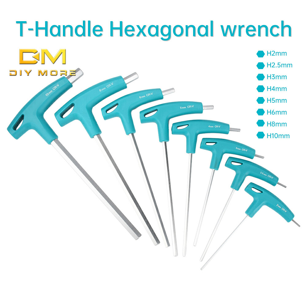 DIYMORE 2/2.5/3/4/5 มม./6 มม./8 มม./10 มม.ประแจหกเหลี่ยมรูปตัว T double headed ขยายยาง handle hex ไขควงเครื่องมือ