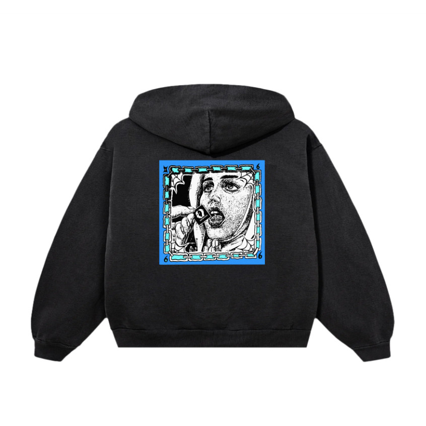 Seeking - Seeking Boxy เสื้อฮู้ดขนาดใหญ่ 400gsm Addicted Black