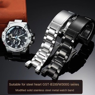 GST-B100 สายนาฬิกาสแตนเลสสําหรับ Casio G-Shock Watchband GST-210/W120L/S130L/S310 GST-W300 GST-400G S100D/S110D สร้อยข้อมือ