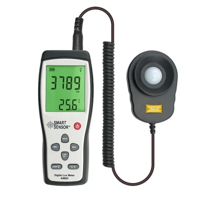 แสงมือถือ Lux Meter 0~200,000lux Smart Sensor Lux Meter พร้อม Backlight Digital Lux Meter AS823