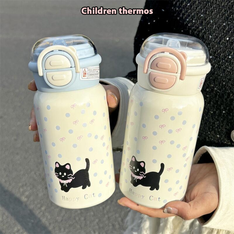 แก้วน้ำ แก้วเก็บความร้อน พร้อมหลอด SUS316 ฝาสองชั้น 500ml มีให้เลือก 6 รูปแบบ ดื่มตรง ลายน่ารัก T01289