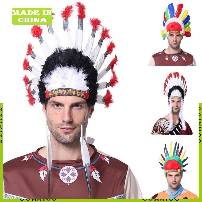 Native American Chief Headdress Indian Costume Feather Hair Dress Headpiece