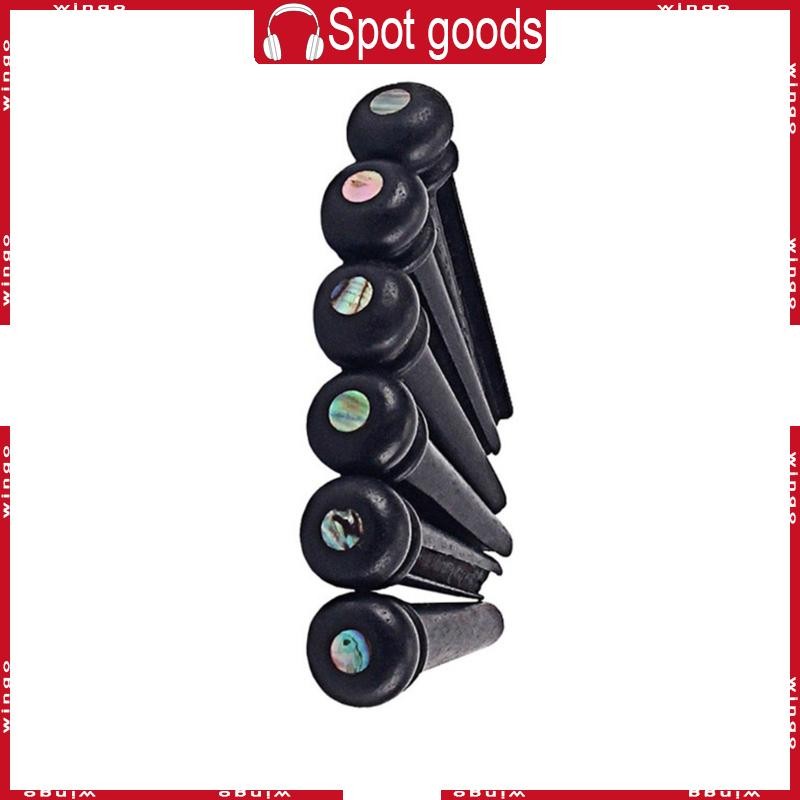 WIN 6 ชิ้น Ebony กีตาร์สะพาน Pin String หมุดคงที่กระดูกกีตาร์สะพาน Pin สําหรับ Acoustics กีตาร์พื้นบ