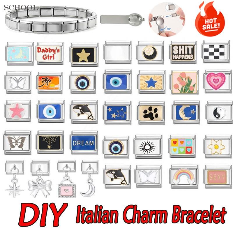 DevilS Eye Italian Charm สร้อยข้อมือ Fit 9 มม. สแตนเลส DIY เครื่องประดับ อุปกรณ์เสริม Retro บุคลิกภาพโมดูลสร้อยข้อมือ