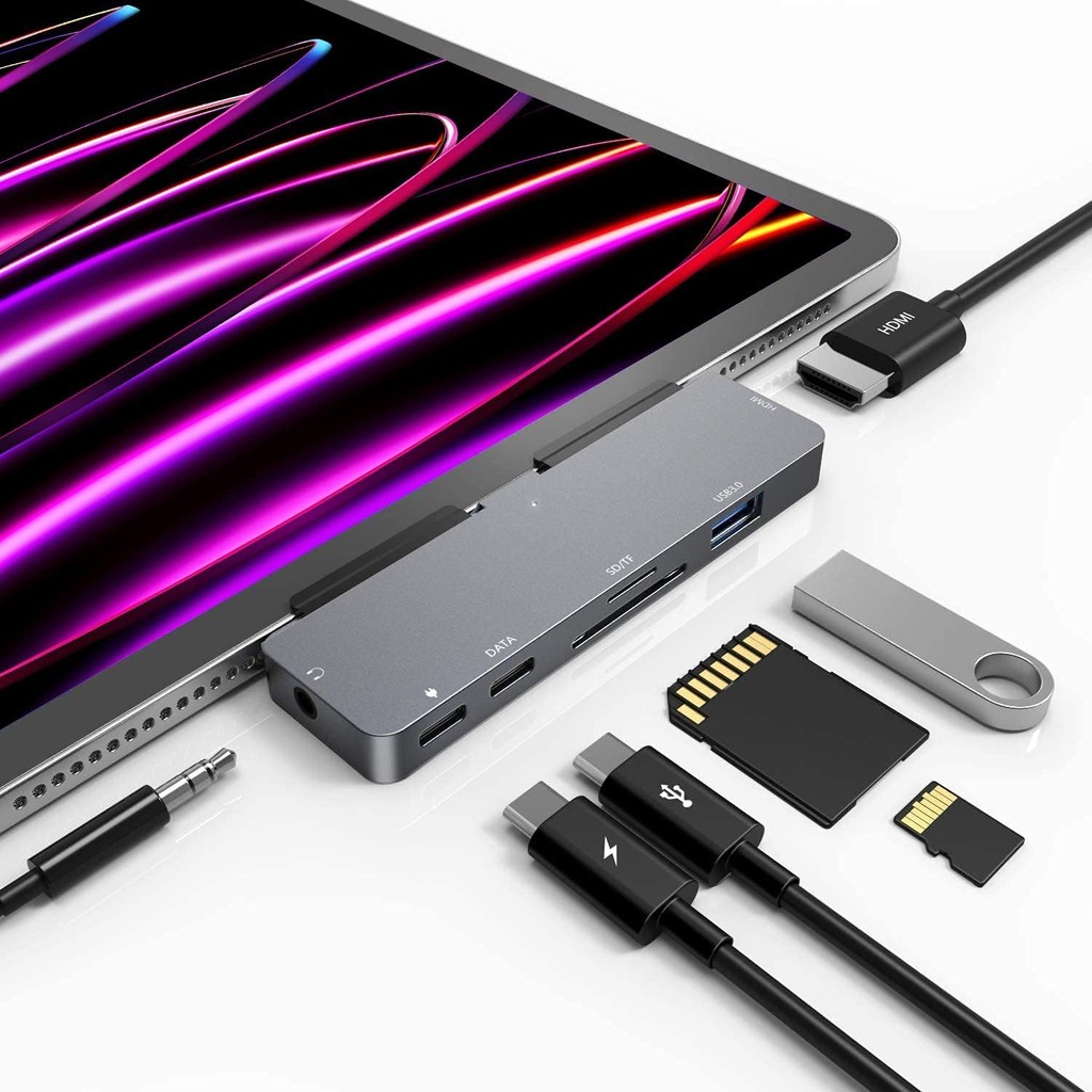 Usb C HUB สําหรับ Samsung Tab S6 T860 S9 S8 S7 S7+ S9 FE + S10+ S8 + S8 Ultra S7 FE S10 FE 10.9 S10 FE + 13.1 7 in 1 อะแดปเตอร์ขยาย Dock พร้อม 4K HDMI แจ็คหูฟัง 3.5 มม.