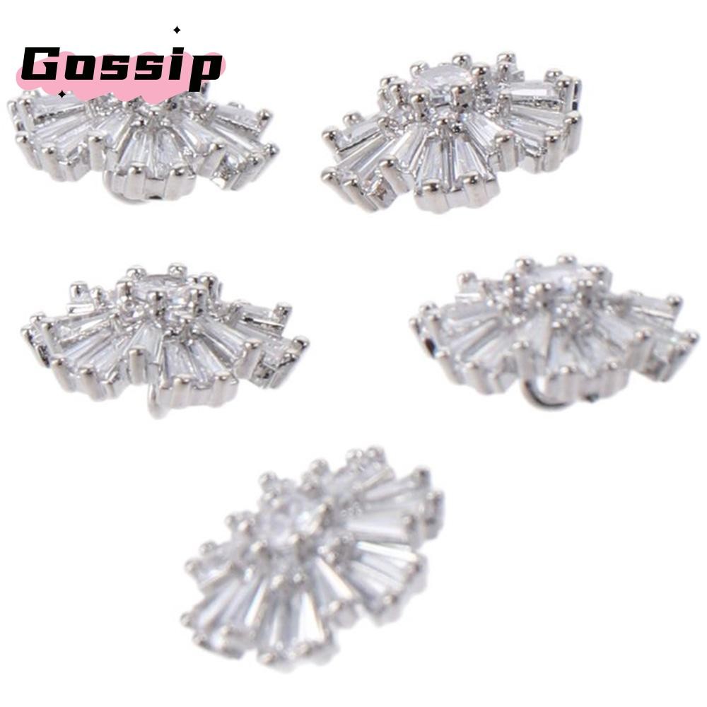 GOSSIP 5 ชิ้น Rhinestone ปุ่ม,ดอกไม้เงินZircon Silver Rhinestoneปุ่ม,งานฝีมือ DIY 16 มม.ปุ่มZirconสําหรับเย็บผ้าแฟนซีงานแต่งงาน