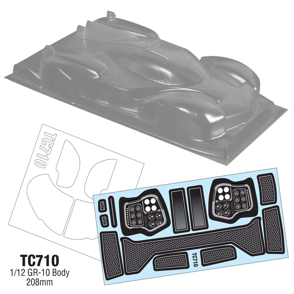 TC710 1/12 GR-10 Le-Mans Le Mans 12 เปลือกรถ, PC โปร่งใส, 208 มม., พร้อมปีกด้านหลัง