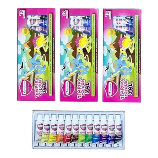 (ยกแพ็ค 12 กล่อง) สีน้ำเทมพาร่า 12 สี ตรามาสเตอร์อาร์ต, ตราม้า