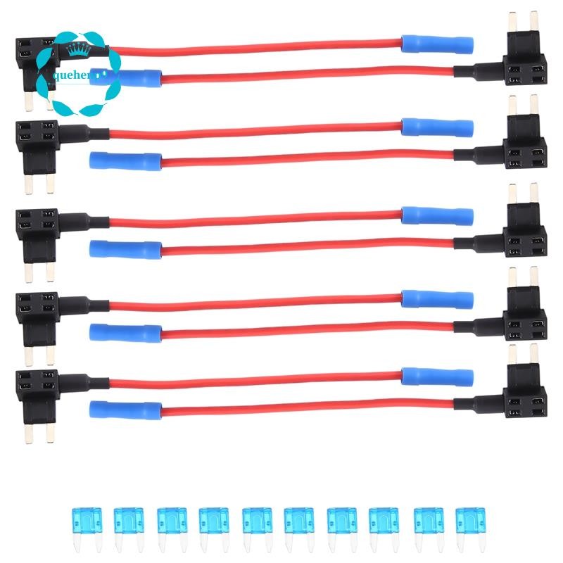 [quehenp9]10 แพ็ค - 12V รถฟิวส์ Add-a-cuit TAP อะแดปเตอร์ Mini Blade Fuse Holder