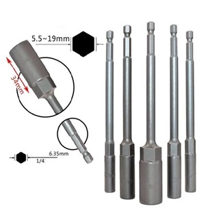 5 PC 8-14 มม.ยาวไฟฟ้าเจาะ SOCKET HEAD Bolt NUT DRIVER Bit Impact เจาะ Bits อะแดปเตอร์ซ็อกเก็ตประแจ EXTENSION Bar 150 มม.
