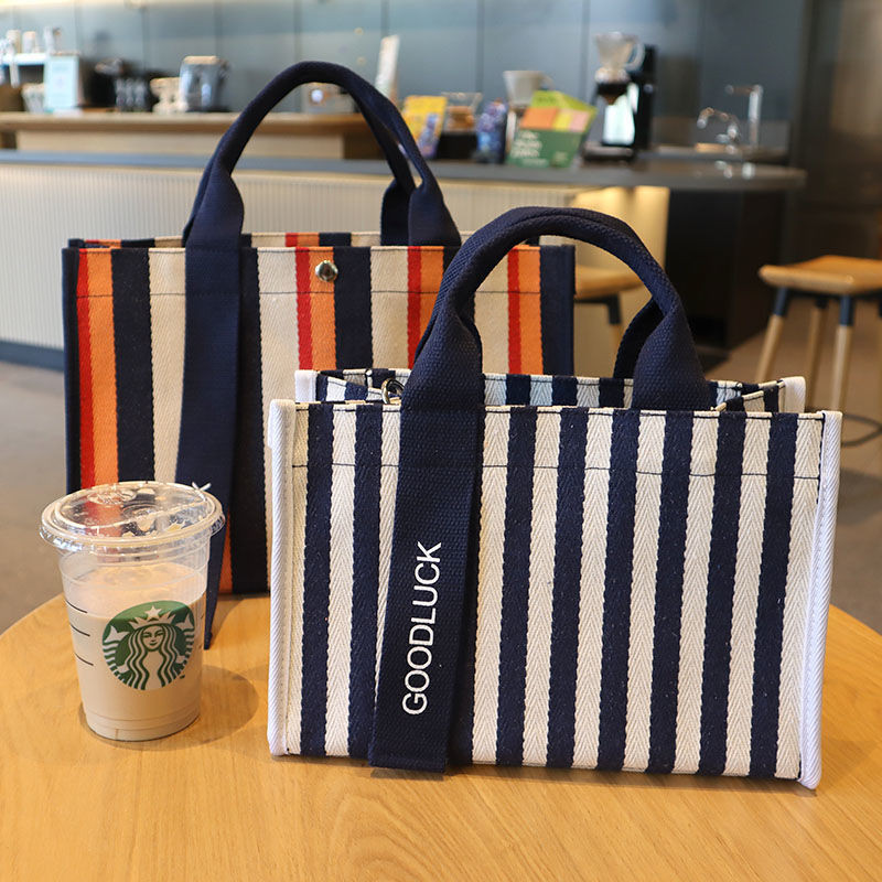 Tote Bag Striped Tote Bag Canvas Bag Large Capacity Waterproof All-Match Crossbody Female Bag Mommy Bag