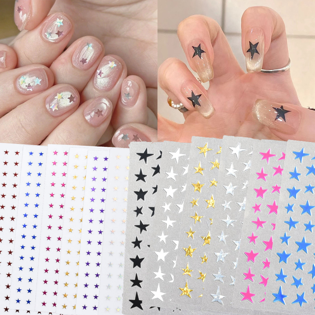 สติ๊กเกอร์ติดเล็บตกแต่งเล็บเริ่มต้น Pentagram Mini five-pointed Star Silver Golden White Black KOUDAN