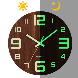 นาฬิกาเรืองแสง นาฬิกาแขวนไม้ 12นิ้ว 10นิ้ว นาฬิกาติดผนัง ทรง…