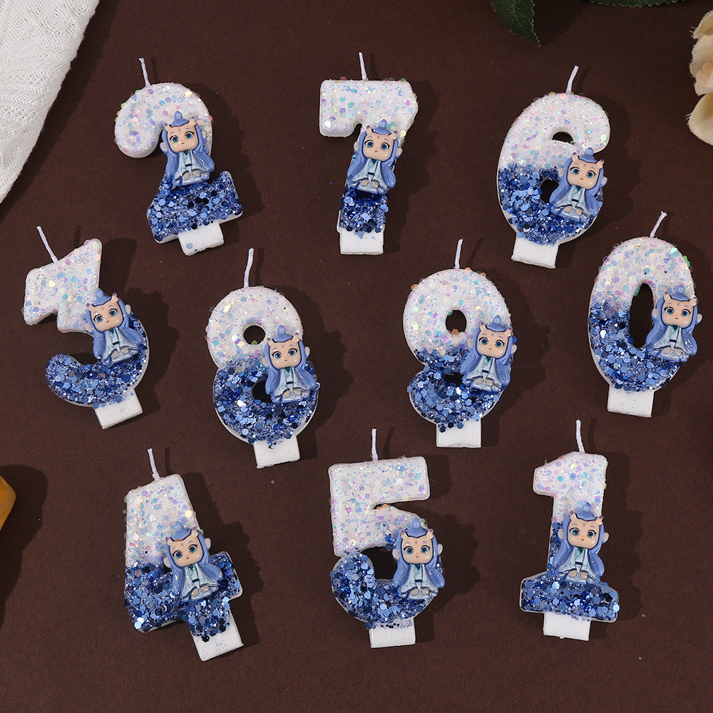 การ์ตูนการ์ตูน Awing จํานวนเทียนสร้างสรรค์การจับคู่สีฉลองเค้กวันเกิดเทียนบรรยากาศวันหยุด Super Shini