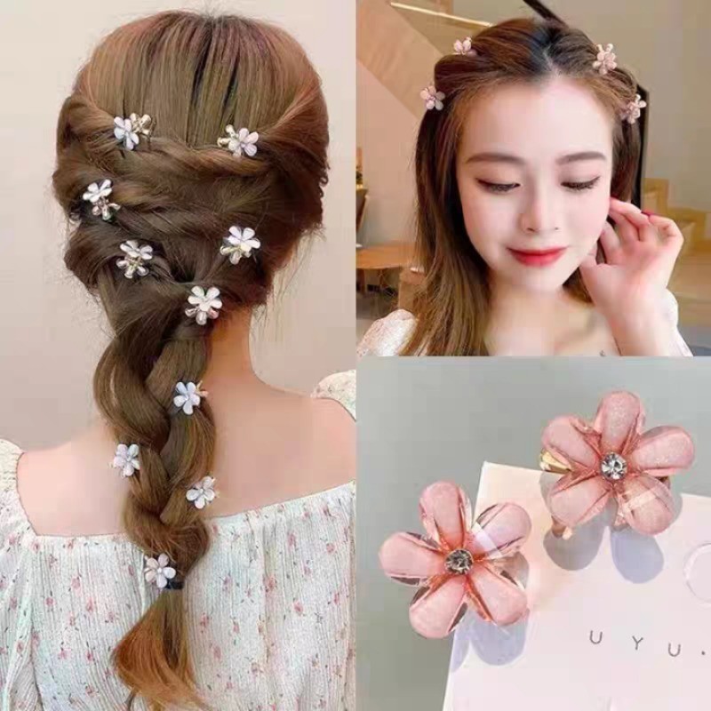สาวหวานดอกไม้ครึ่งผูก Hairpins แฟชั่น Bangs ด้านข้างคลิปผู้หญิงอุปกรณ์เสริม 5 ชิ้น - รูปที่ 2