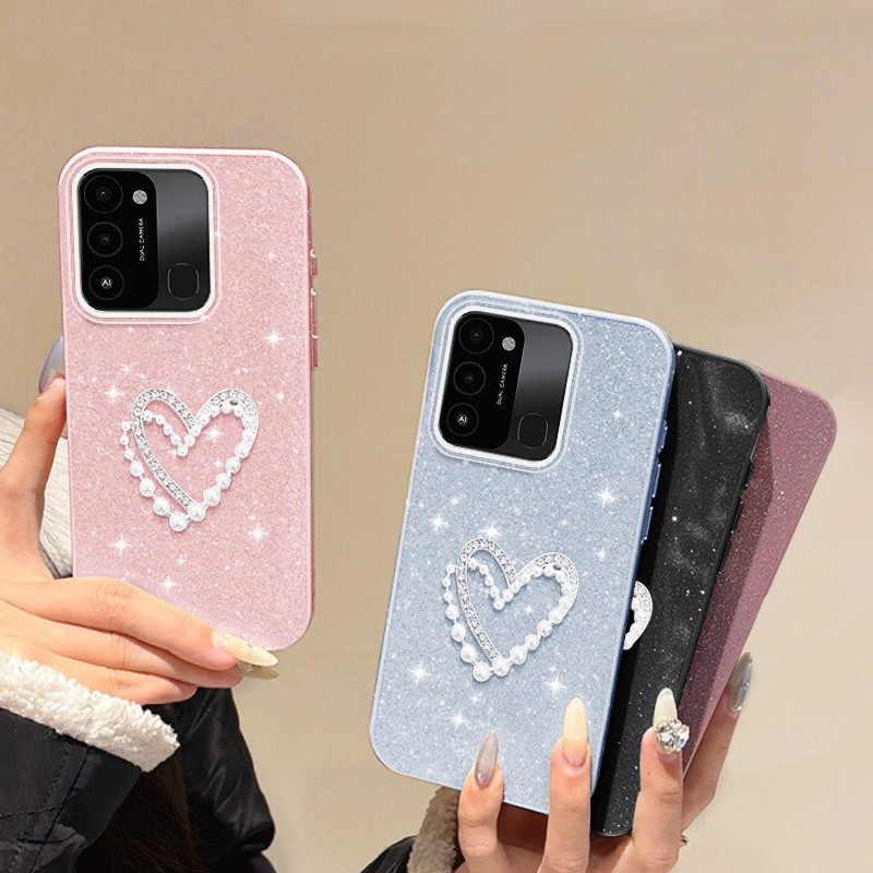 YBDเคสโทรศัพท์สําหรับTecno Spark Go 2022 Spark 8C KG5k KG5j 3D Pearl Water Diamond Luxury Shell