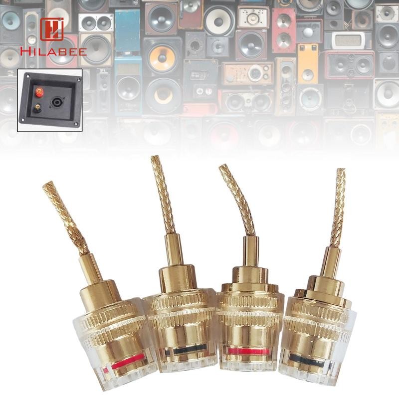 [hilabee] 4 ชิ้นลําโพง Binding Post แบบพกพาติดตั้งง่าย Binding Post Connector