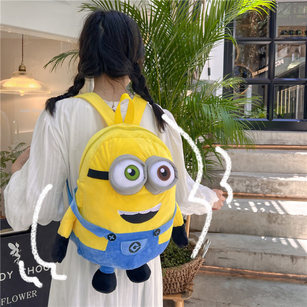 กระเป๋าเป้ตุ๊กตาสามมิติมินเนียนสำหรับผู้ใหญ่และเด็ก กระเป๋าการ์ตูนน่ารักตาโต กระเป๋าพ่อขโมย ทางเลือกของขวัญที่ดีที่สุด