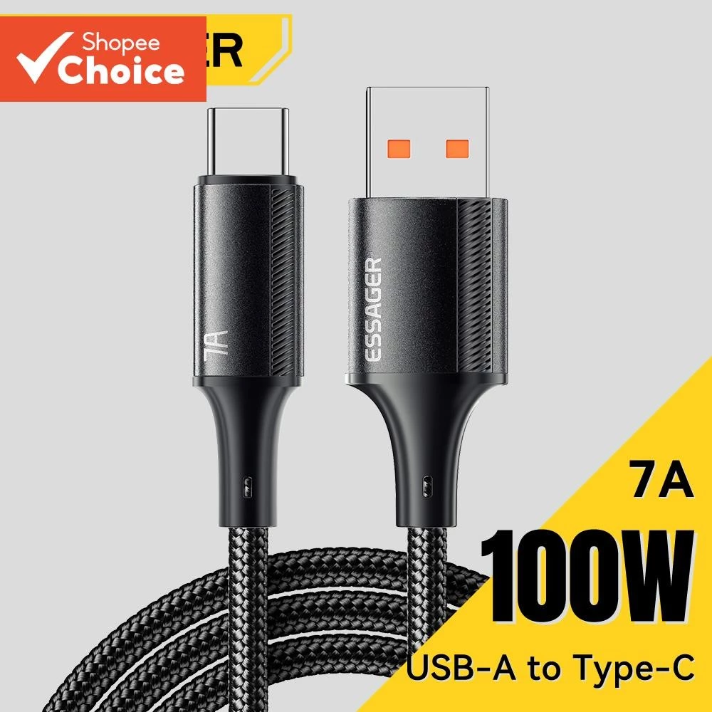 Essager 7A Fast USB C สาย 100W Fast Charging Data สายไฟสําหรับ MacBook Xiaomi Samsung USB A ถึง USB C สําหรับ Huawei สําหรับ IPhone 15 ProMax