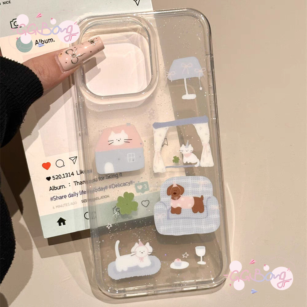 เคสไอโฟน 15 เคส IPhone 16 15 XR 13 11 12 14 Pro Max XS X Max 7 8 Plus SE การ์ตูนคู่รัก ดัชชุนด์ ลูกสุนัข ลูกแมว ปกน่ารัก - รูปที่ 4
