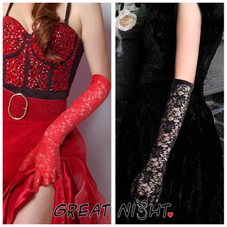 😍Great Night😍เครื่องประดับแฟชั่น ถุงมือยาว เซ็กซี่ วินเทจ ถุ…