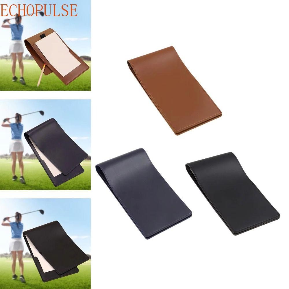ECHOPULSE Golf Score Book, PU หนัง Yardage Book Golf Scorecard Holder, ทนทานสีดําสีน้ําตาลน้ําหนักเบา 3 สี Score Notebook Golf ผู้ที่ชื่นชอบ