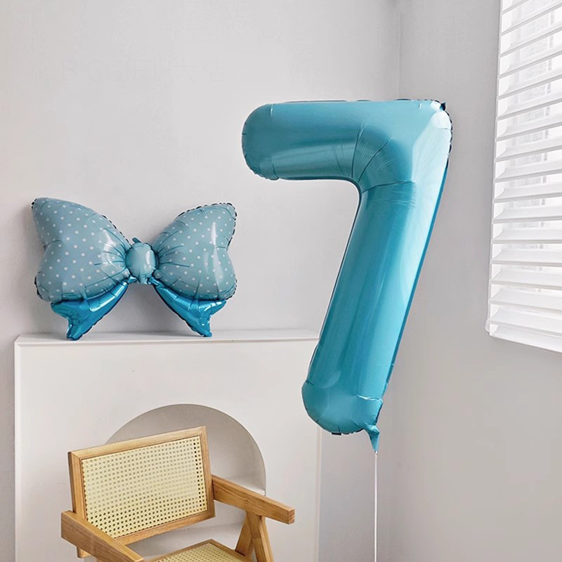 ลูกโป่งตัวเลข สีฟ้ามุก ขนาดใหญ่ 32 นิ้ว balloon ลูกโป่งฟอยล์ ตัวเลขสำหรับตกแต่งงานปาร์ตี้วันเกิด ส่งจากไทย