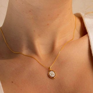 URPALS สร้อยคอ สร้อยคอพร้อมจี้ตัวอักษร งาน Stainless ชุบทอง1…