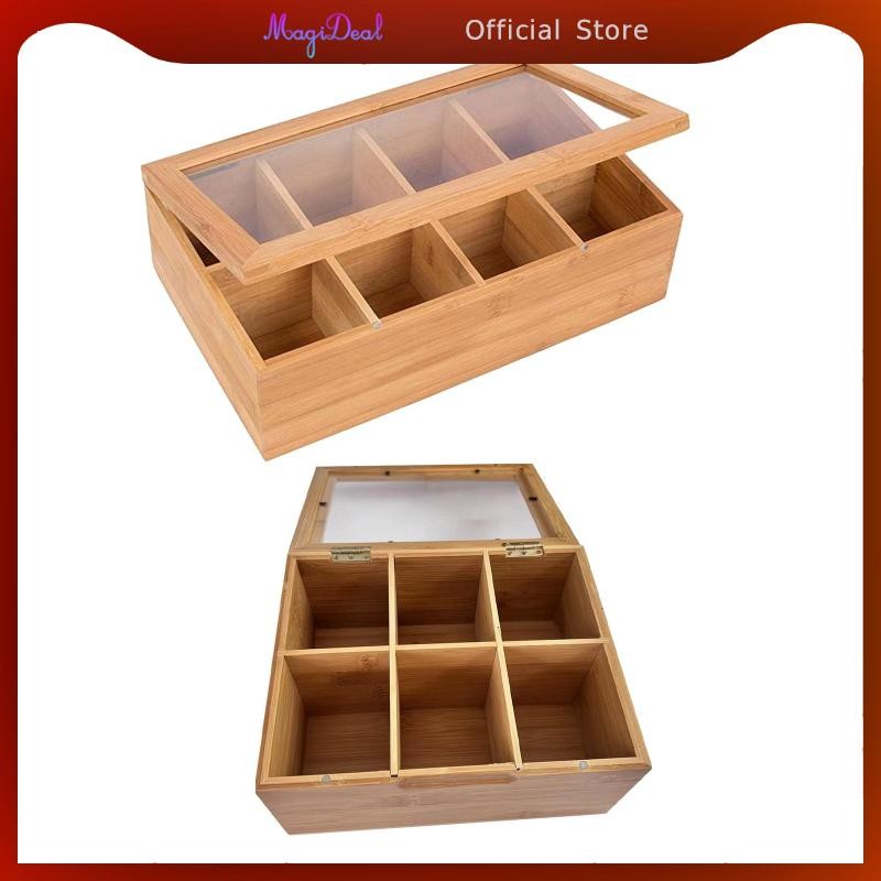 MagiDeal Tea Storage ที่วางถุงชาอเนกประสงค์ Tea Chest Organizer เครื่องประดับสําหรับ